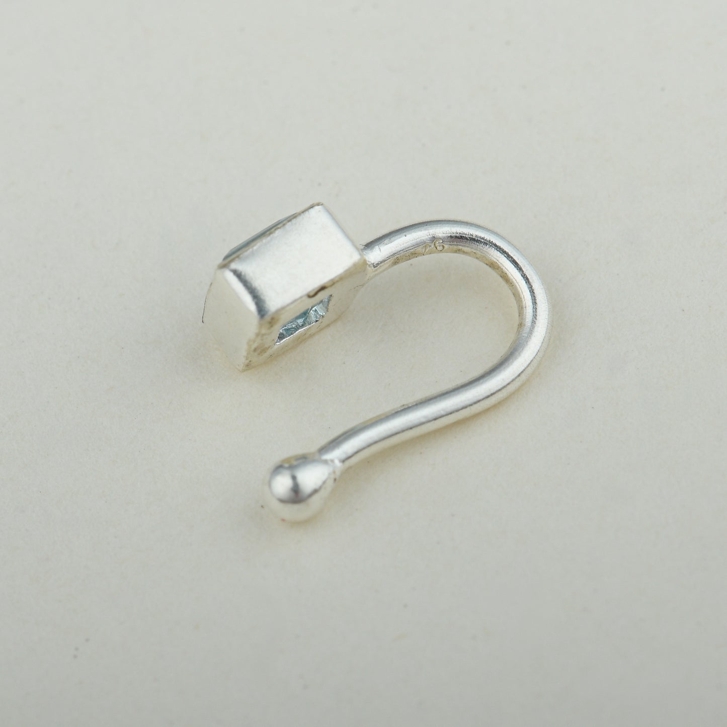 Natural Blue Topaz Square Silver Nose Pin