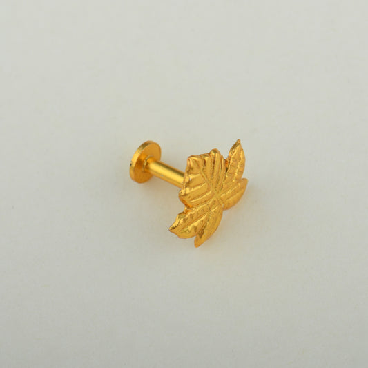 Kashmiri Chinar Gold Plated Silver Clip On Nose Pin