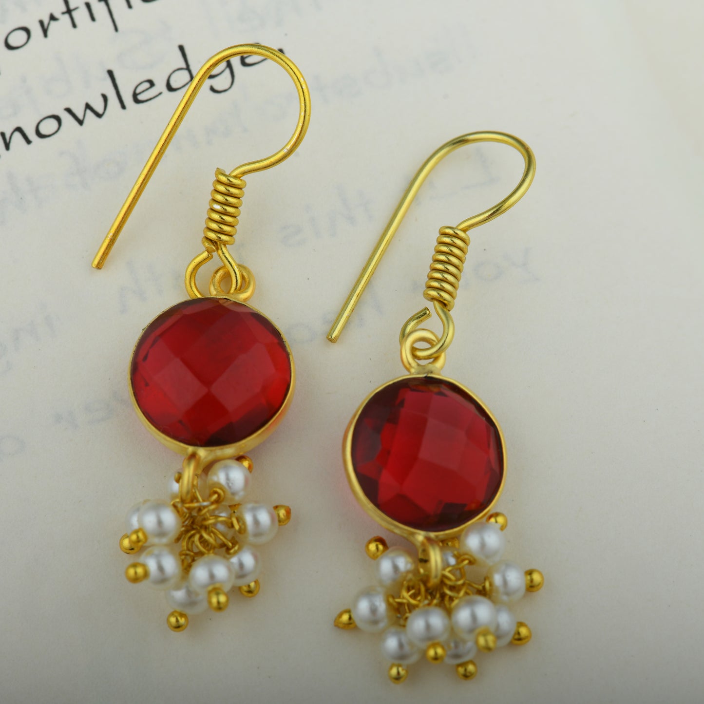 Red Wine Pearl Drops Earrings
