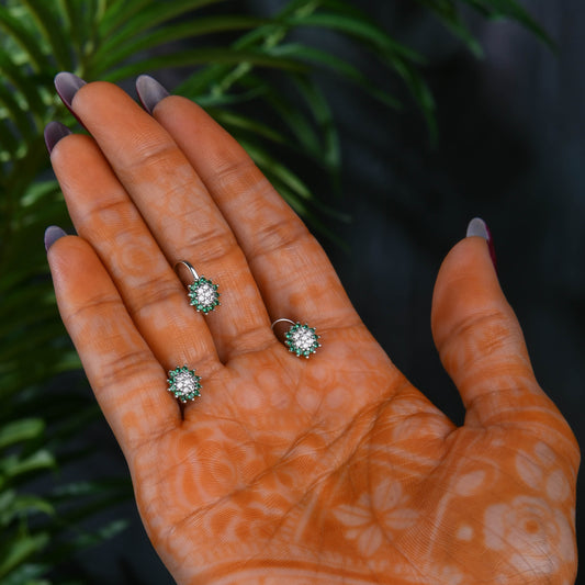 Rain Forest CZ Silver Nose Pin