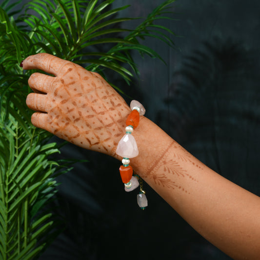 Rose Quartz Carnelian Pearl Handcrafted Bracelet