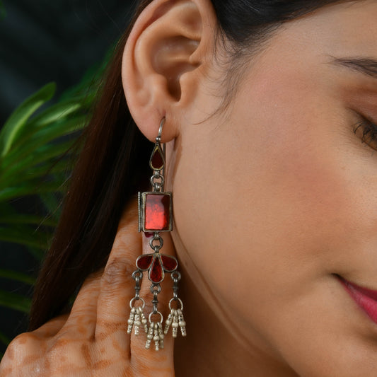 Madhu Chandrika Sindoori Silver Earrings