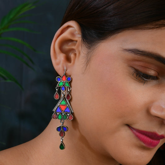 Madhu Chandrika Kalbelia Mirror Silver Earrings