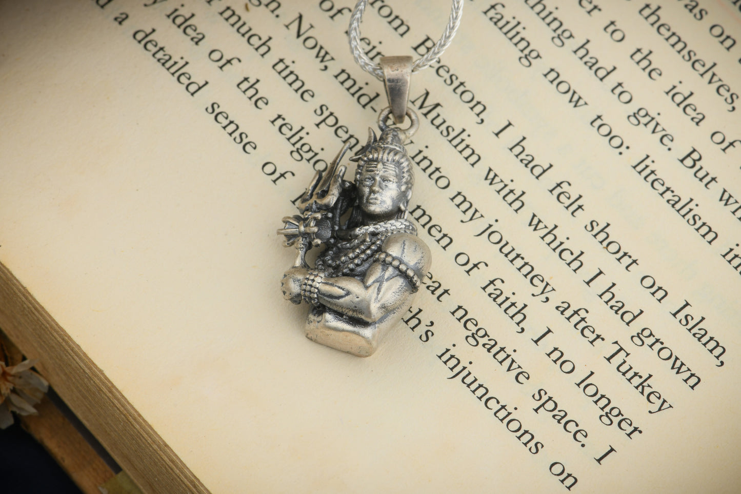 Shiva With Trishul Silver Men Pendant