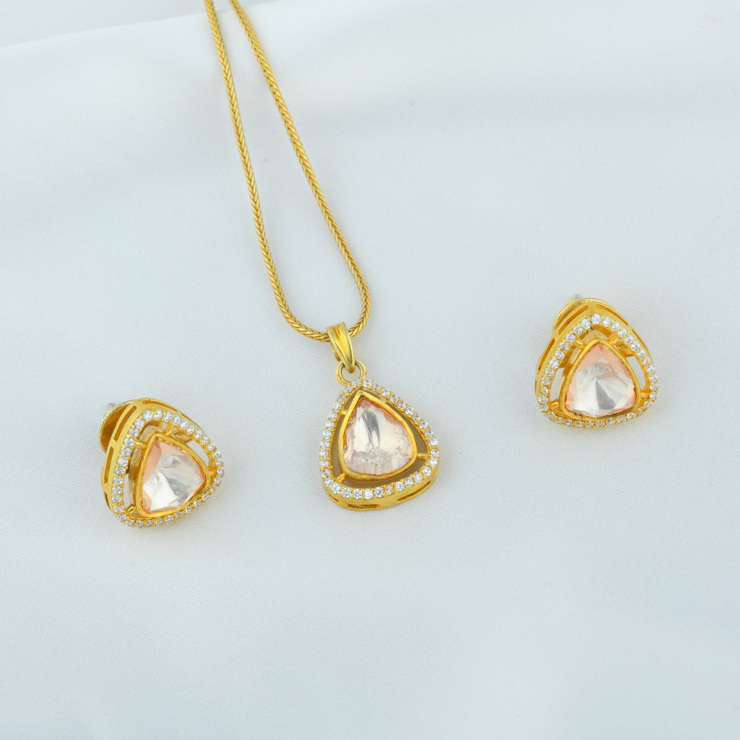 Kundan Gold Plated Silver Minimal Set