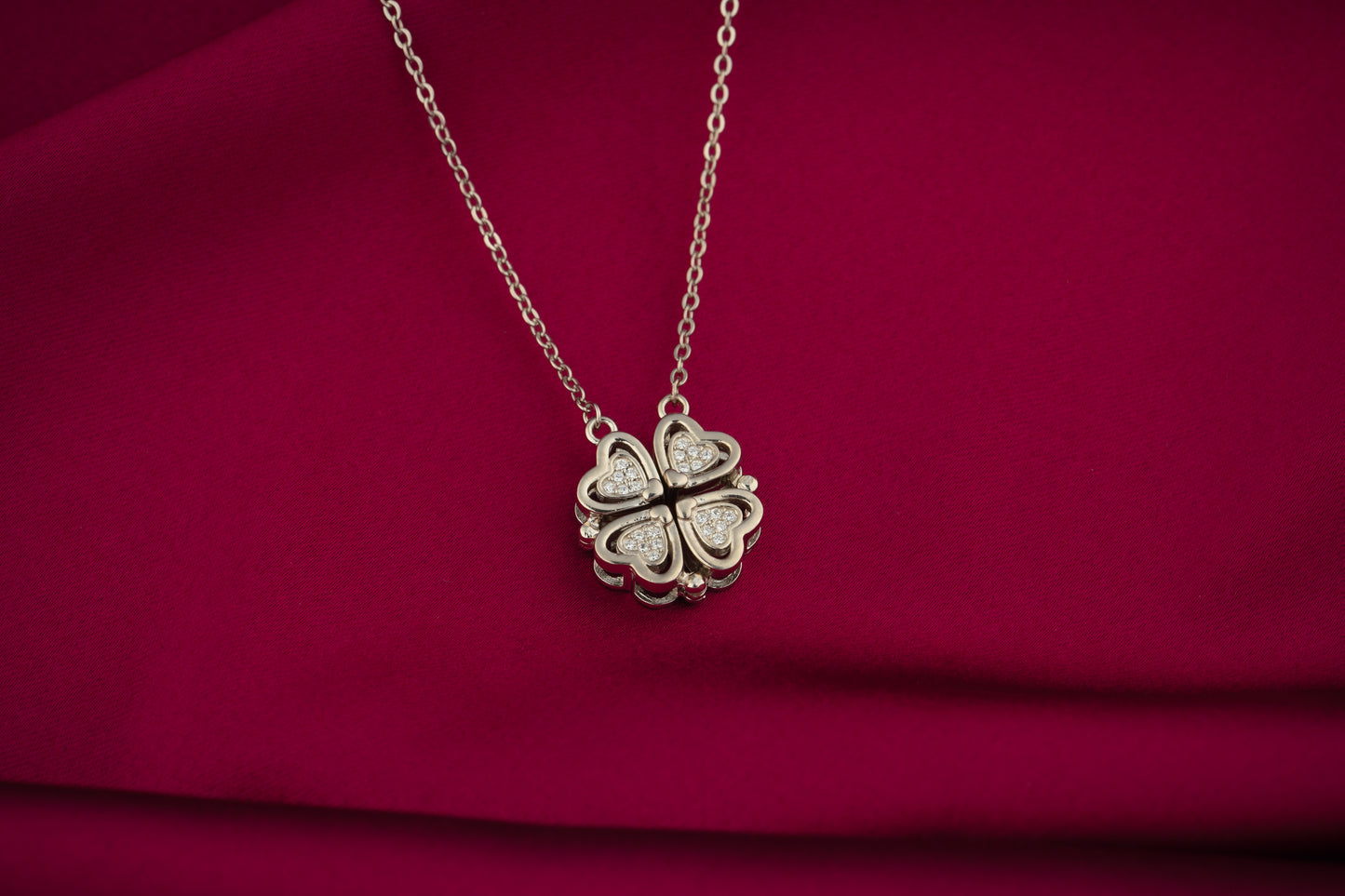 Silver String Of Hearts Necklace