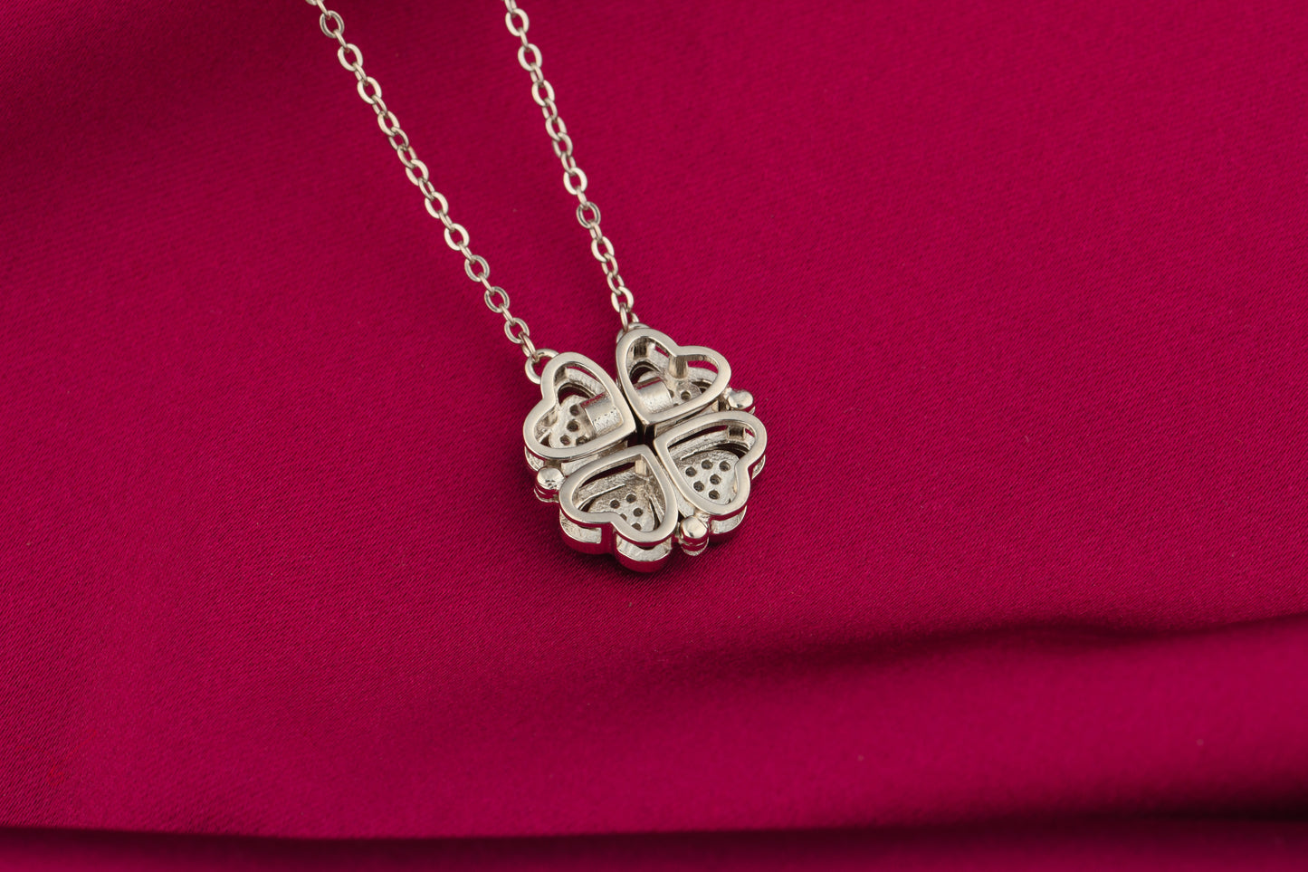 Silver String Of Hearts Necklace