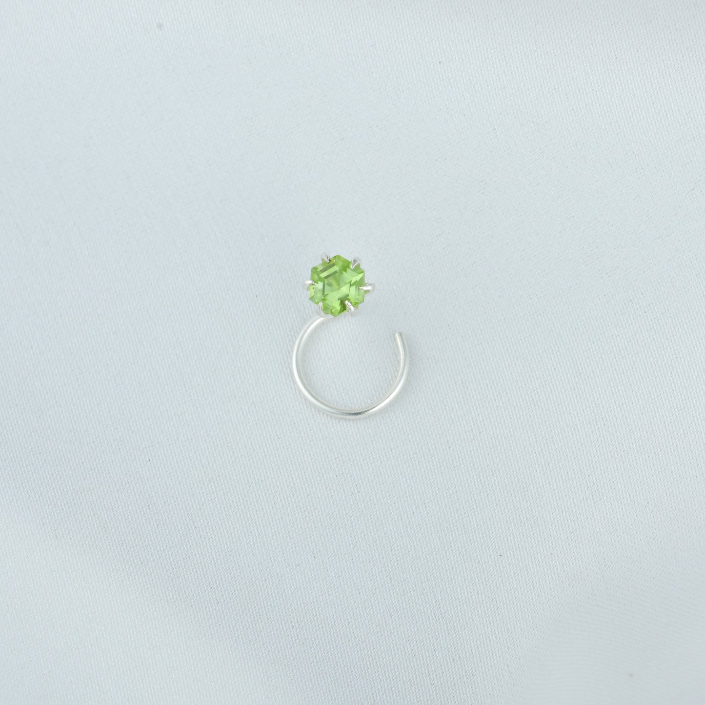 Natural Peridot Silver Nose Pin