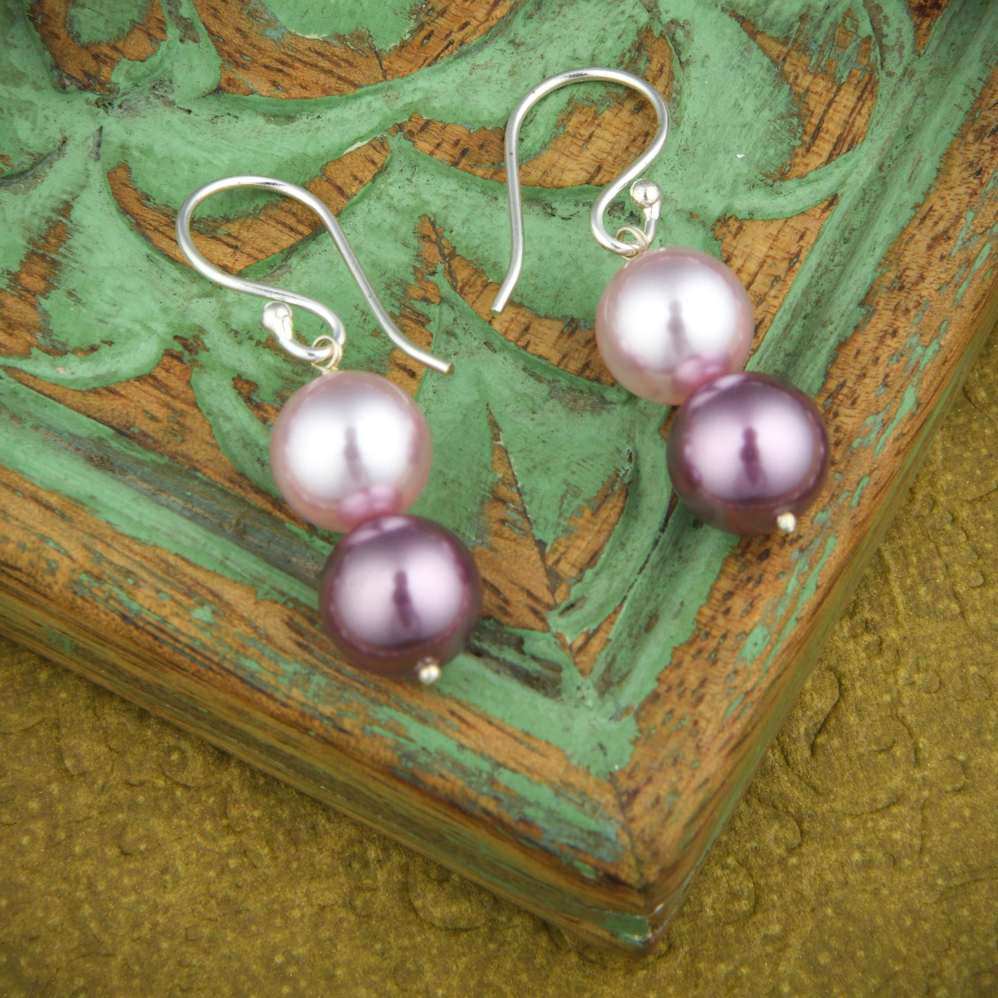 Pink And Wine Pearl Necklace Set