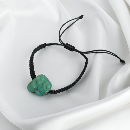 Turquoise Tumble Black Thread Bracelet For Men