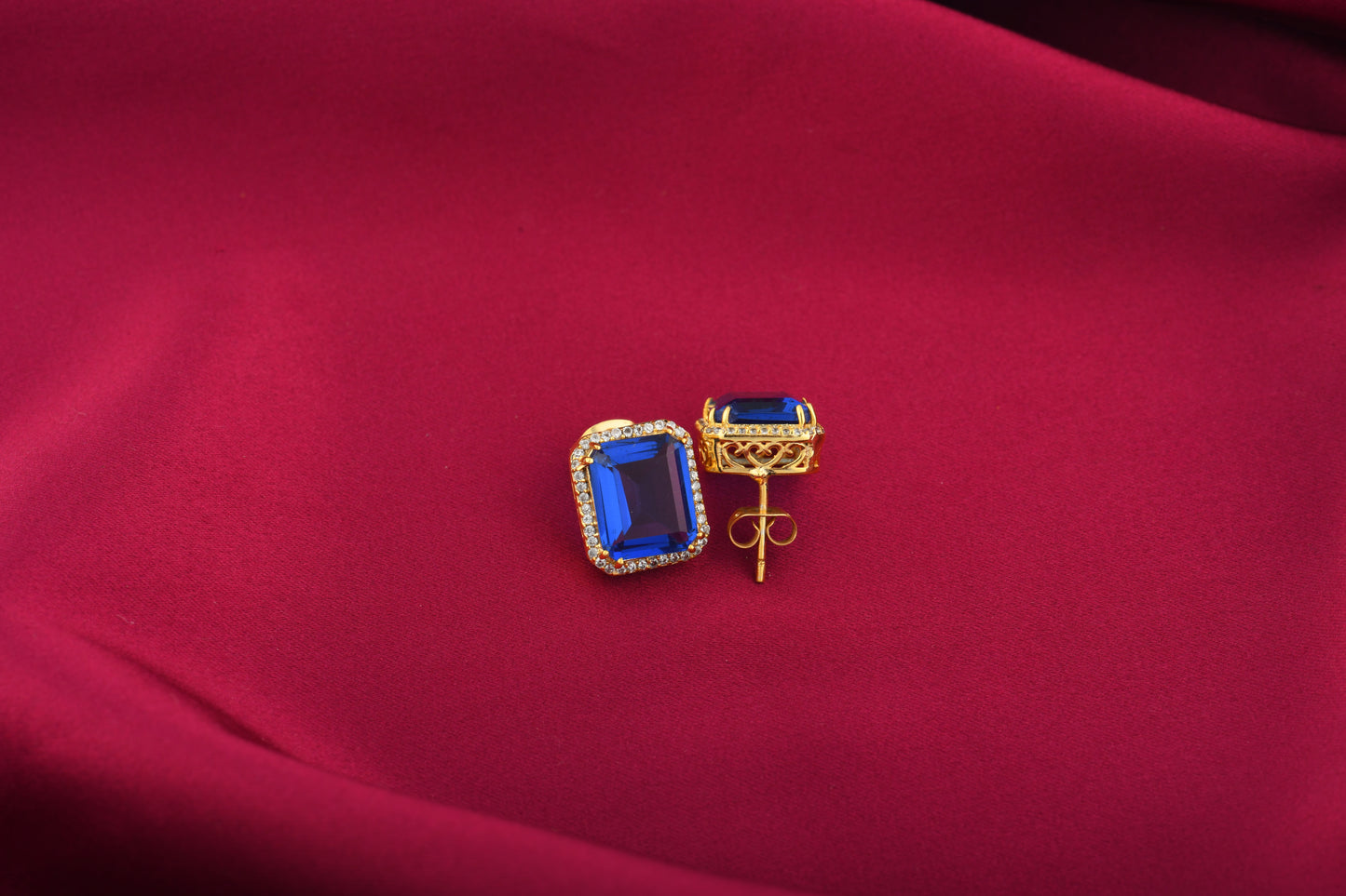 Sapphire Zircon Square Studs