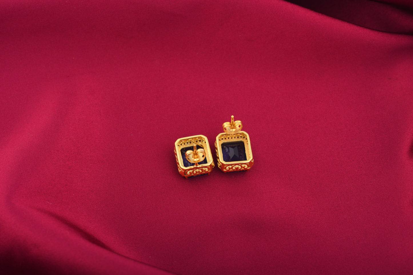 Sapphire Zircon Square Studs