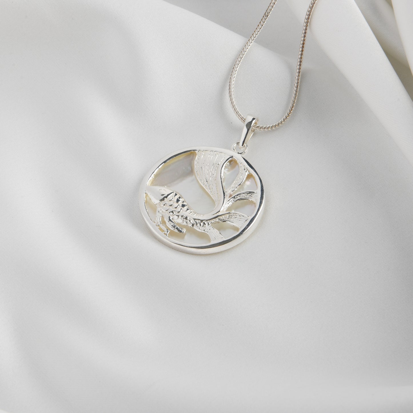 Indian Ocean MOP And Silver Fish Pendant