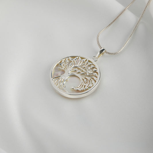 Whispers Of The Tree MOP Silver Pendant
