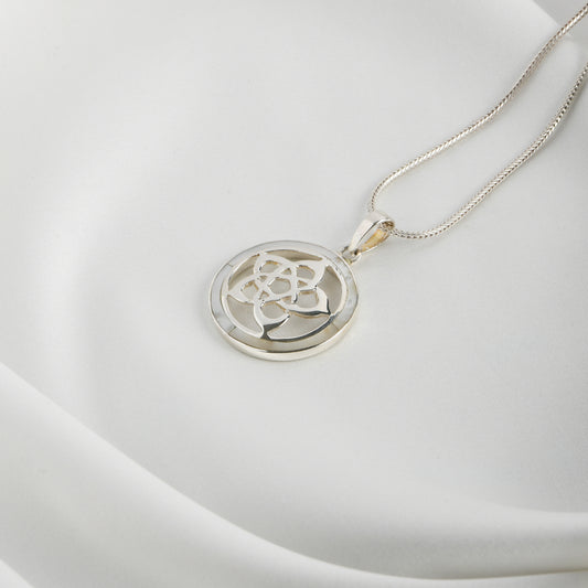 MOP Silver Flower Pendant