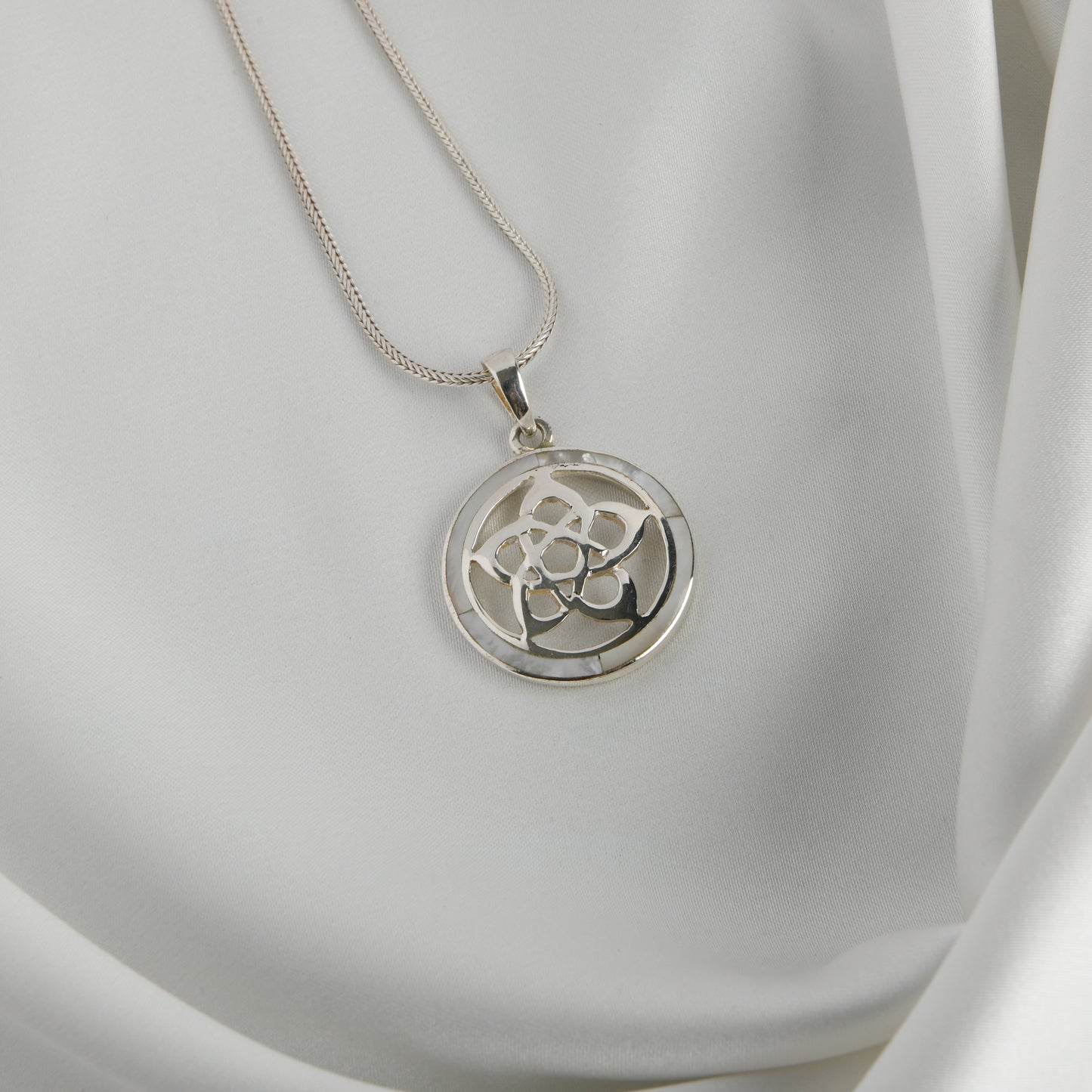 MOP Silver Flower Pendant