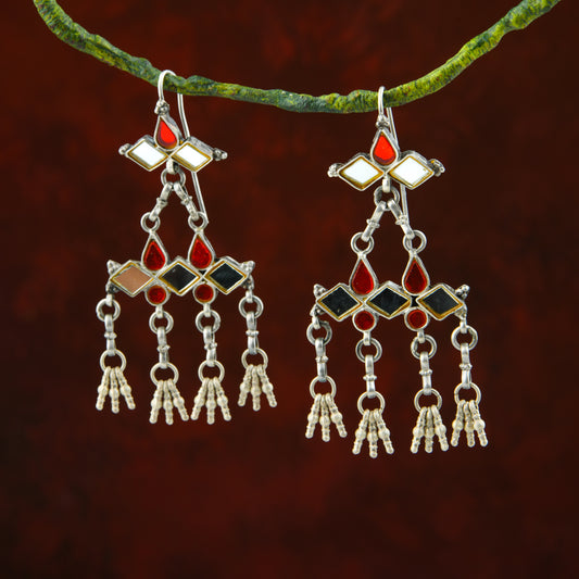 Madhu Chandrika Rang Birangi Silver Earrings