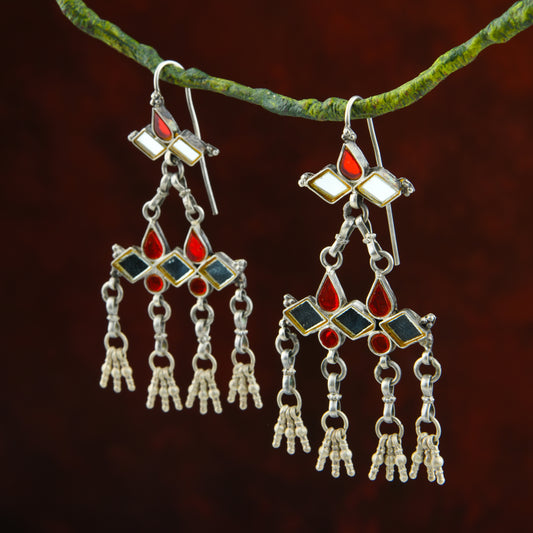 Madhu Chandrika Rang Birangi Silver Earrings