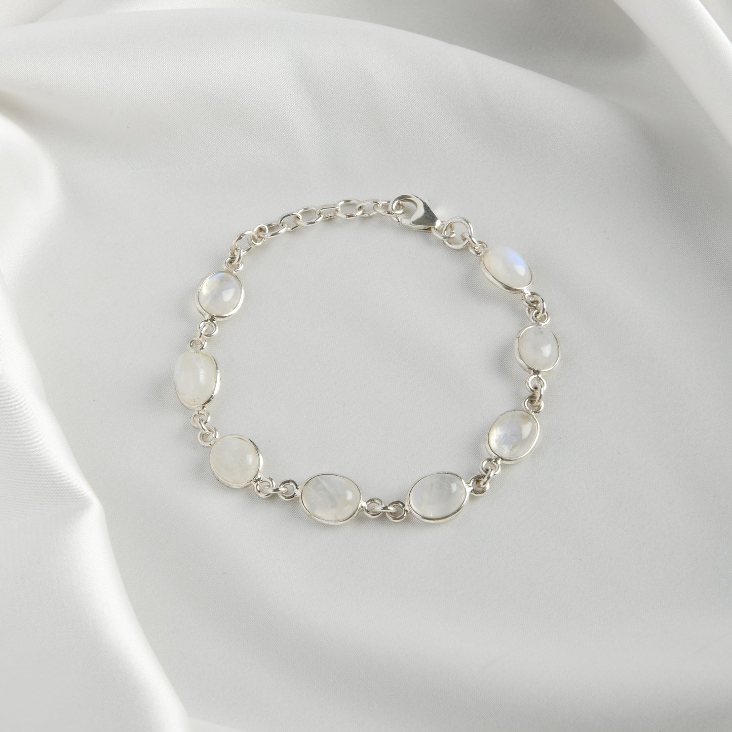 Oval Moonstones Silver Bracelet