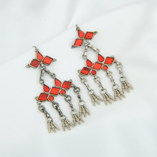 Madhu Chandrika Desert Red Silver Earrings