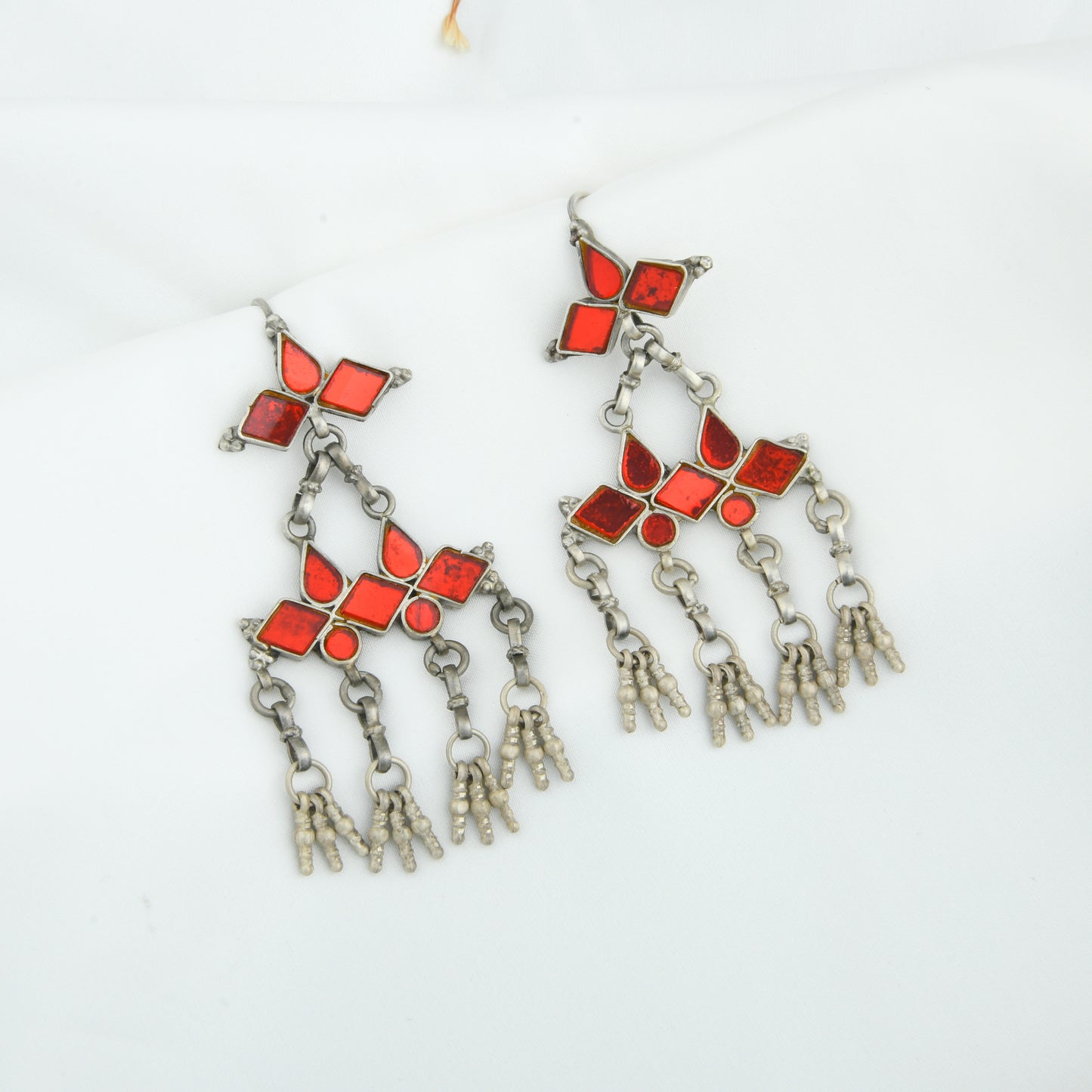 Madhu Chandrika Desert Red Silver Earrings