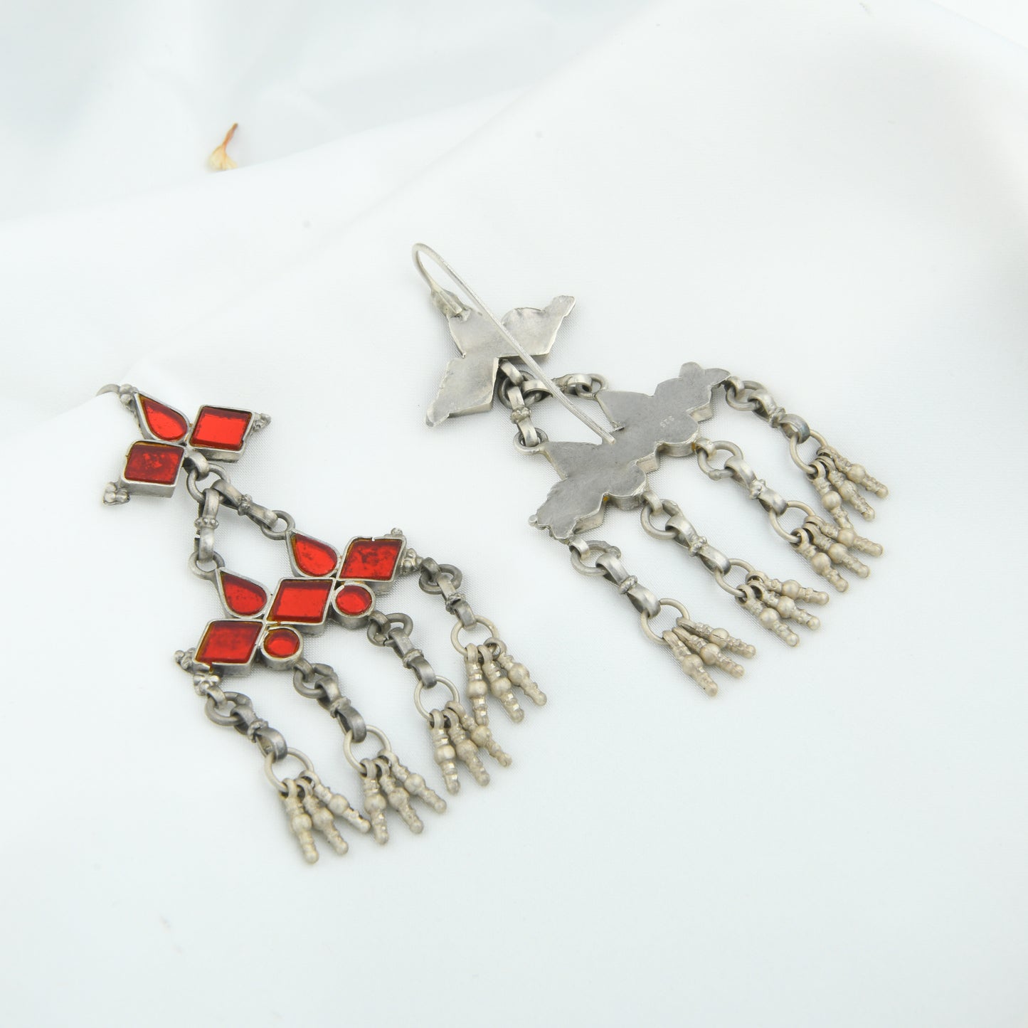 Madhu Chandrika Desert Red Silver Earrings
