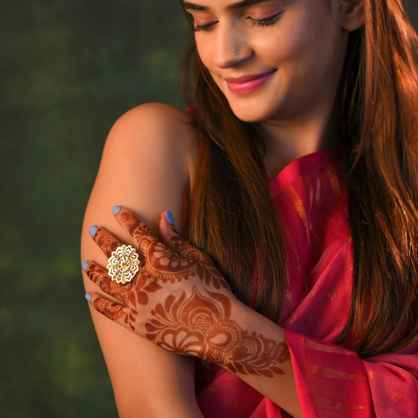Gulbahar Purani Dilli Gold Plated Silver Ring