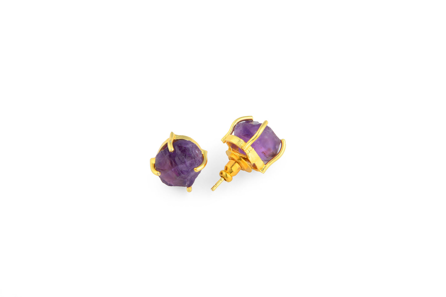Uncut Amethyst Studs
