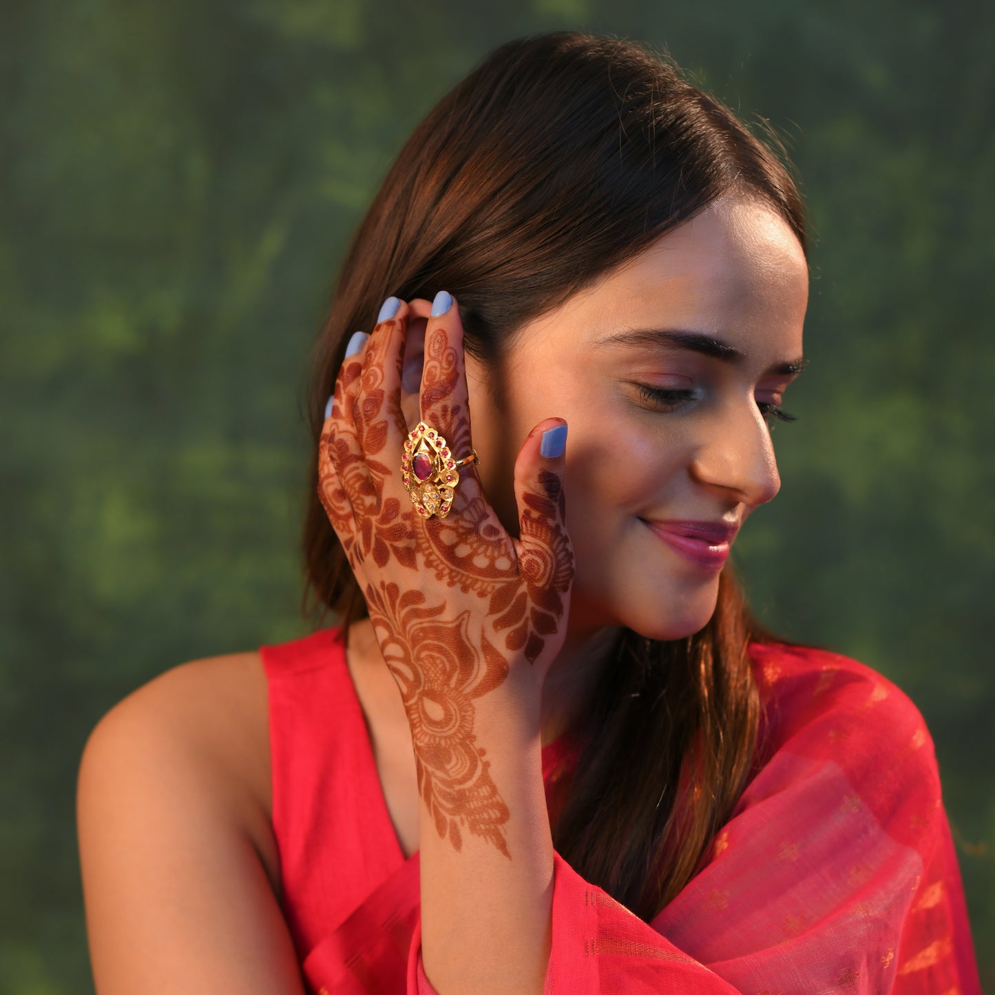 Kehkashaan Purani Dilli Gold Plated Silver Ring