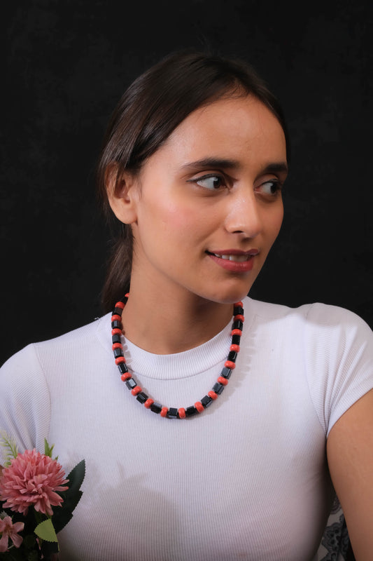 Rouge Eclipse Pyrite And Coral coloured Necklace