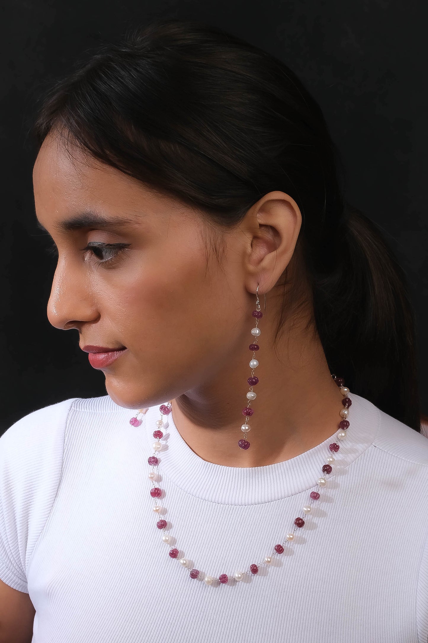 Pearls And Ruby Melons Necklace
