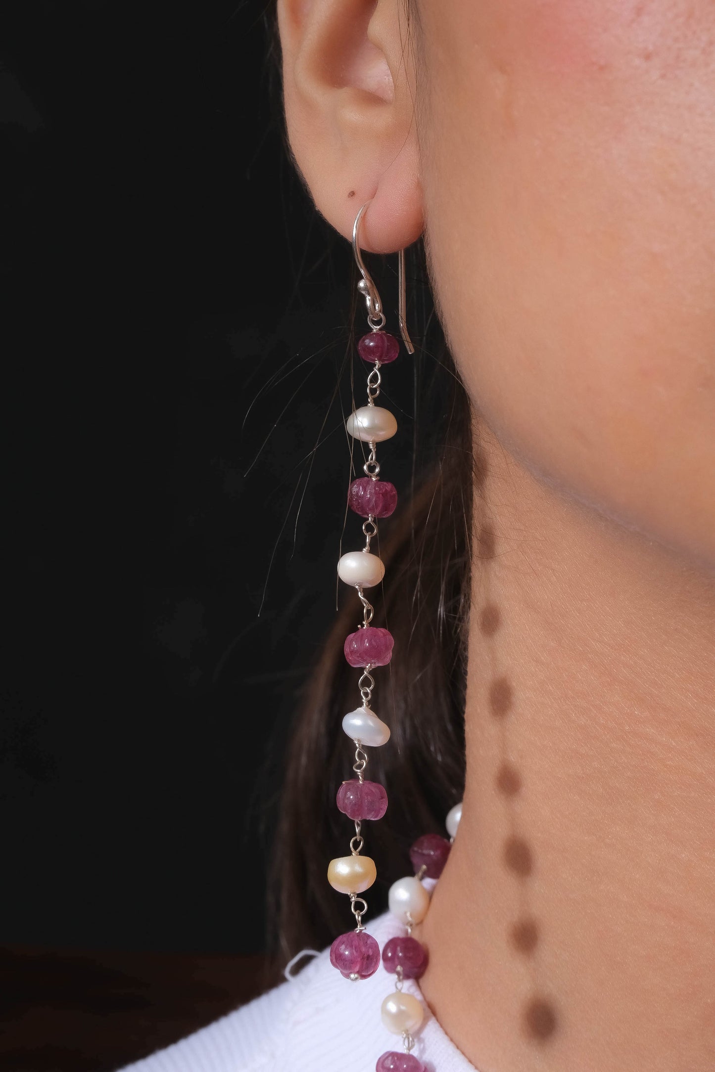 Pearls And Ruby Melons Necklace