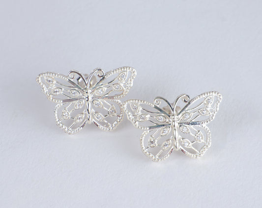 Beautiful Wings Silver Butterfly Earrings