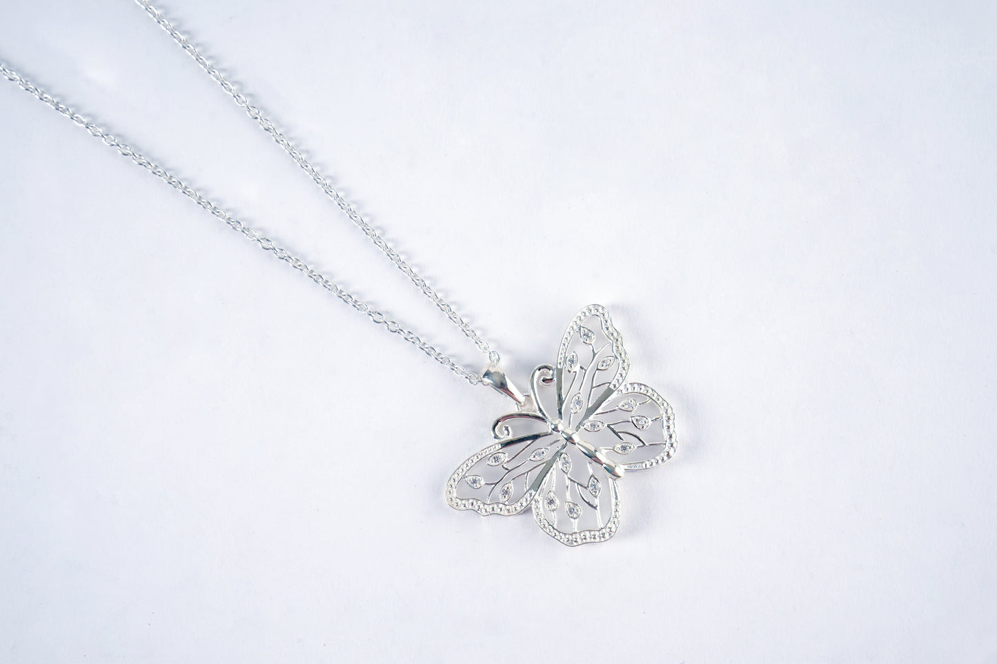 Beautiful Wings Silver Butterfly Pendant Necklace
