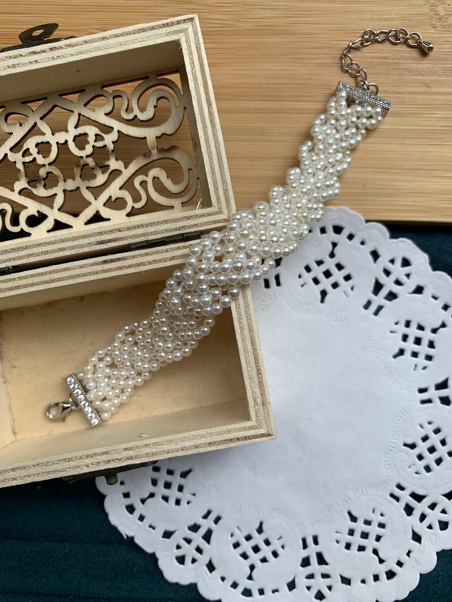 Braided Pearl Bracelet (Silver-Plated)