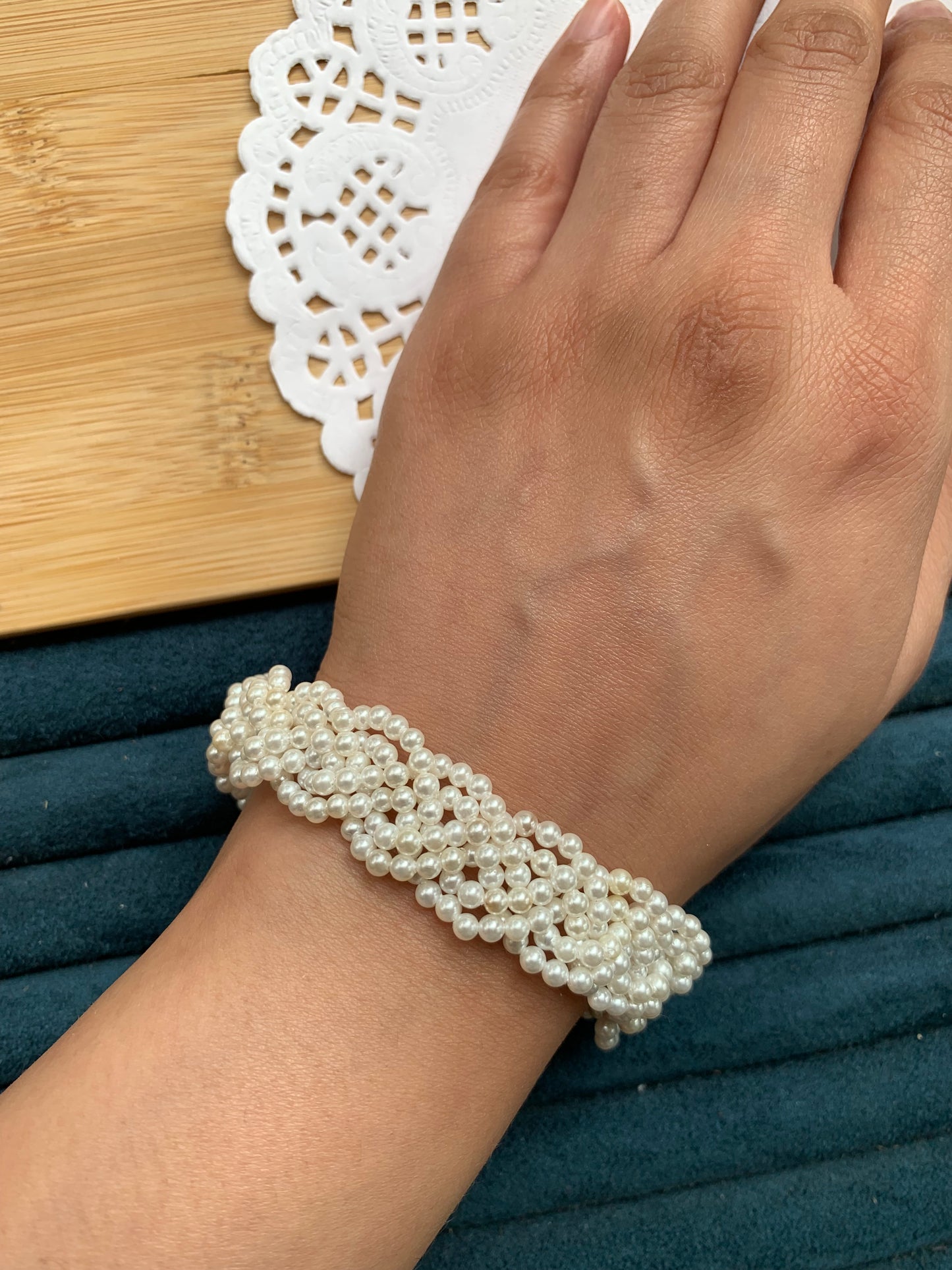 Braided Pearl Bracelet (Silver-Plated)