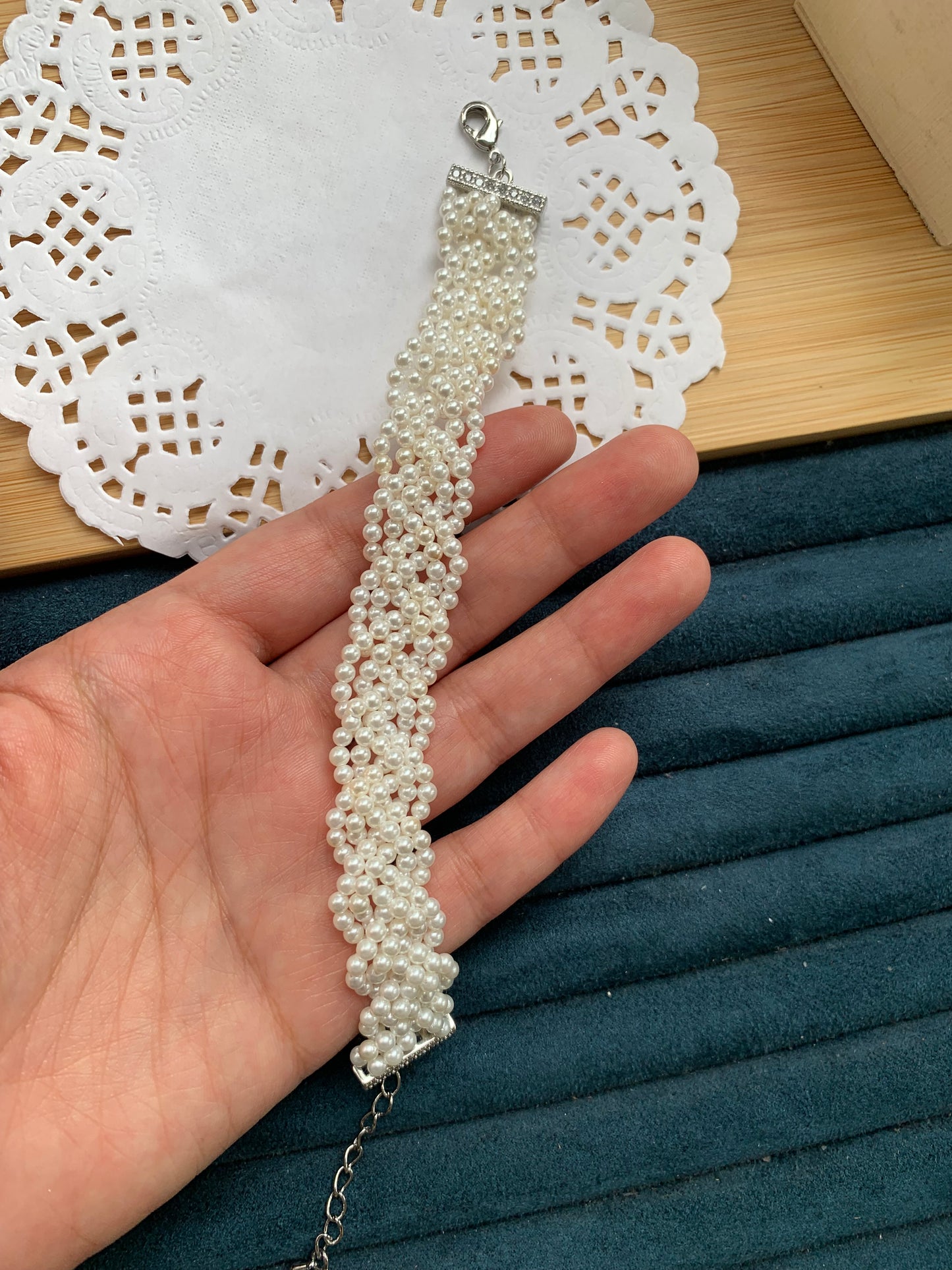Braided Pearl Bracelet (Silver-Plated)