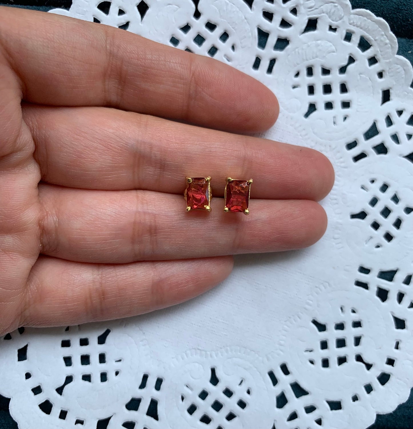 Faceted Ruby Studs