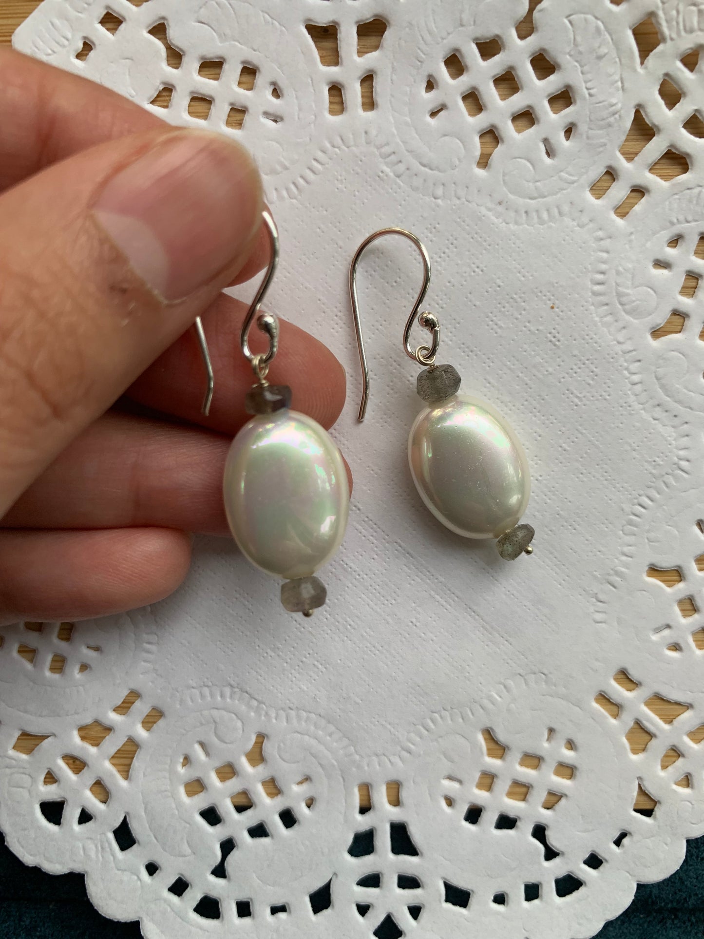 Pearl Labradorite Earrings