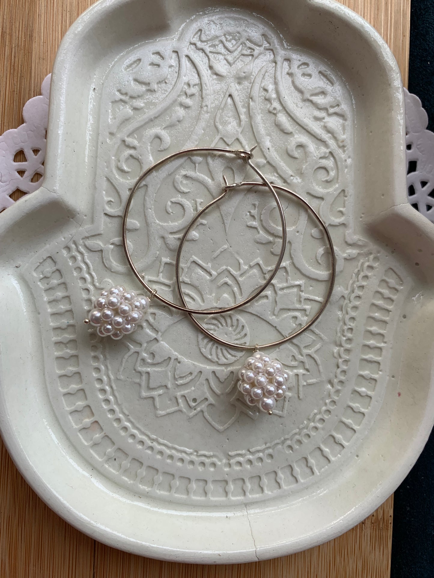 Woven Pearl Hoop Earrings