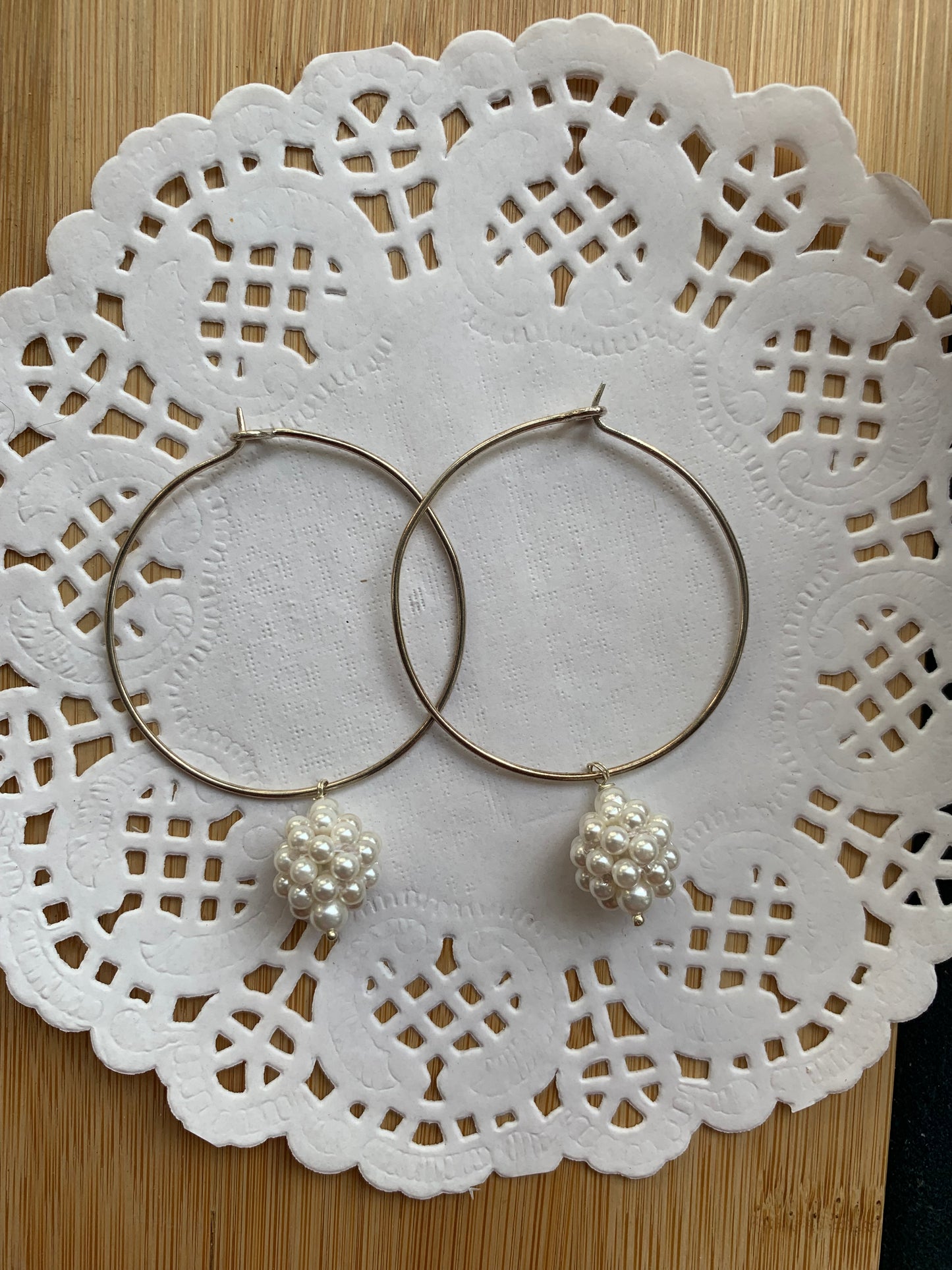 Woven Pearl Hoop Earrings