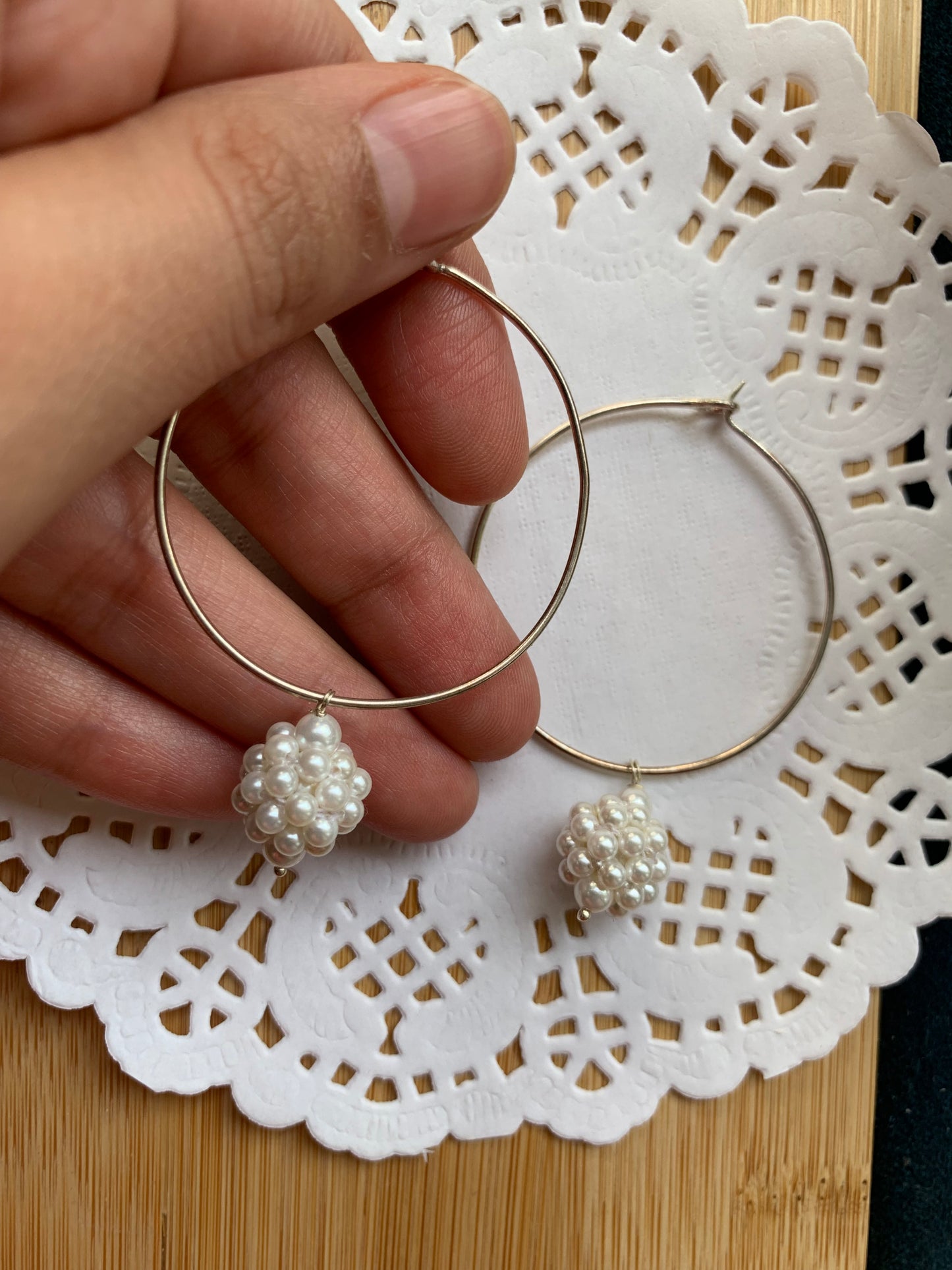 Woven Pearl Hoop Earrings