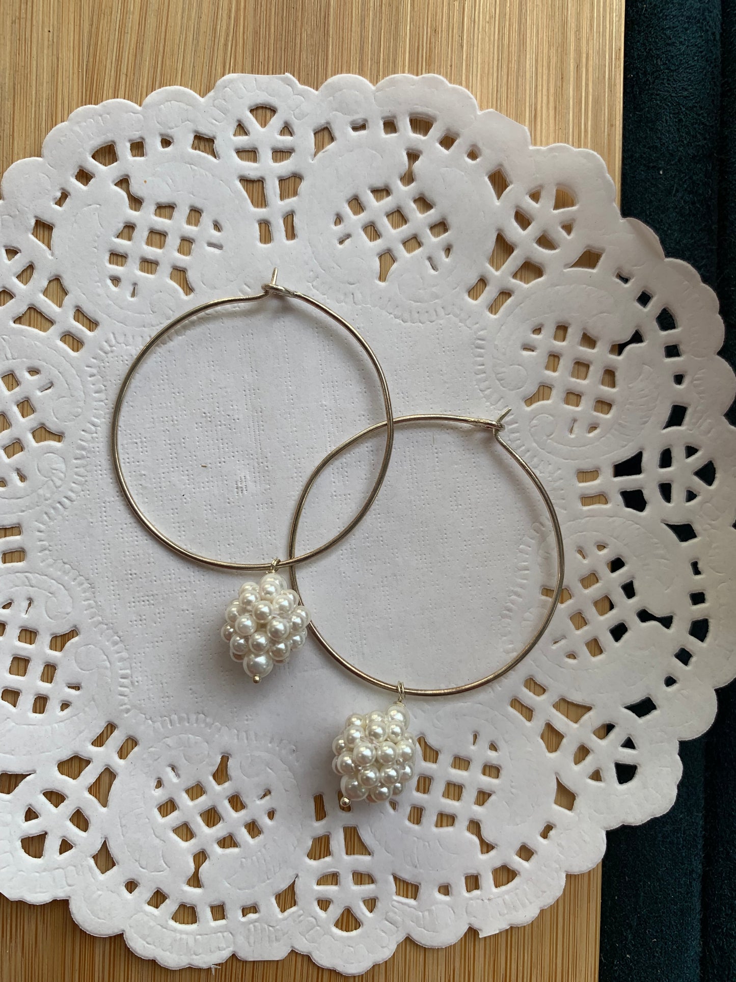 Woven Pearl Hoop Earrings