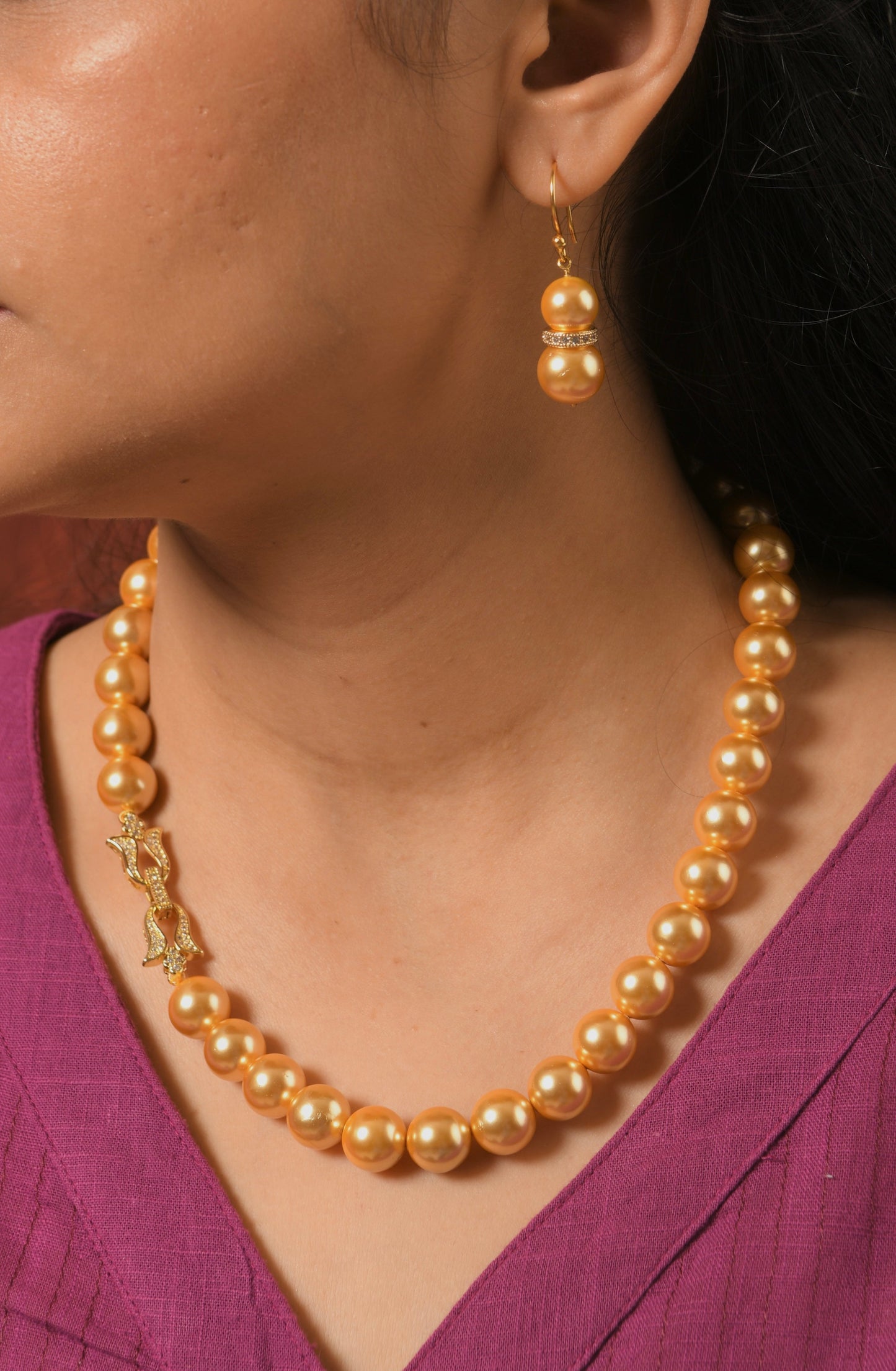 Golden Sunset Pearl Necklace