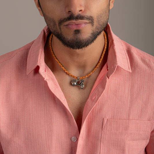 'Vintage Vespa' Silver Pendant in Leather Chord