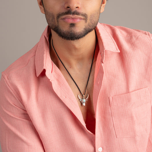 Mighty Bull Turquoise And Silver Men Pendant