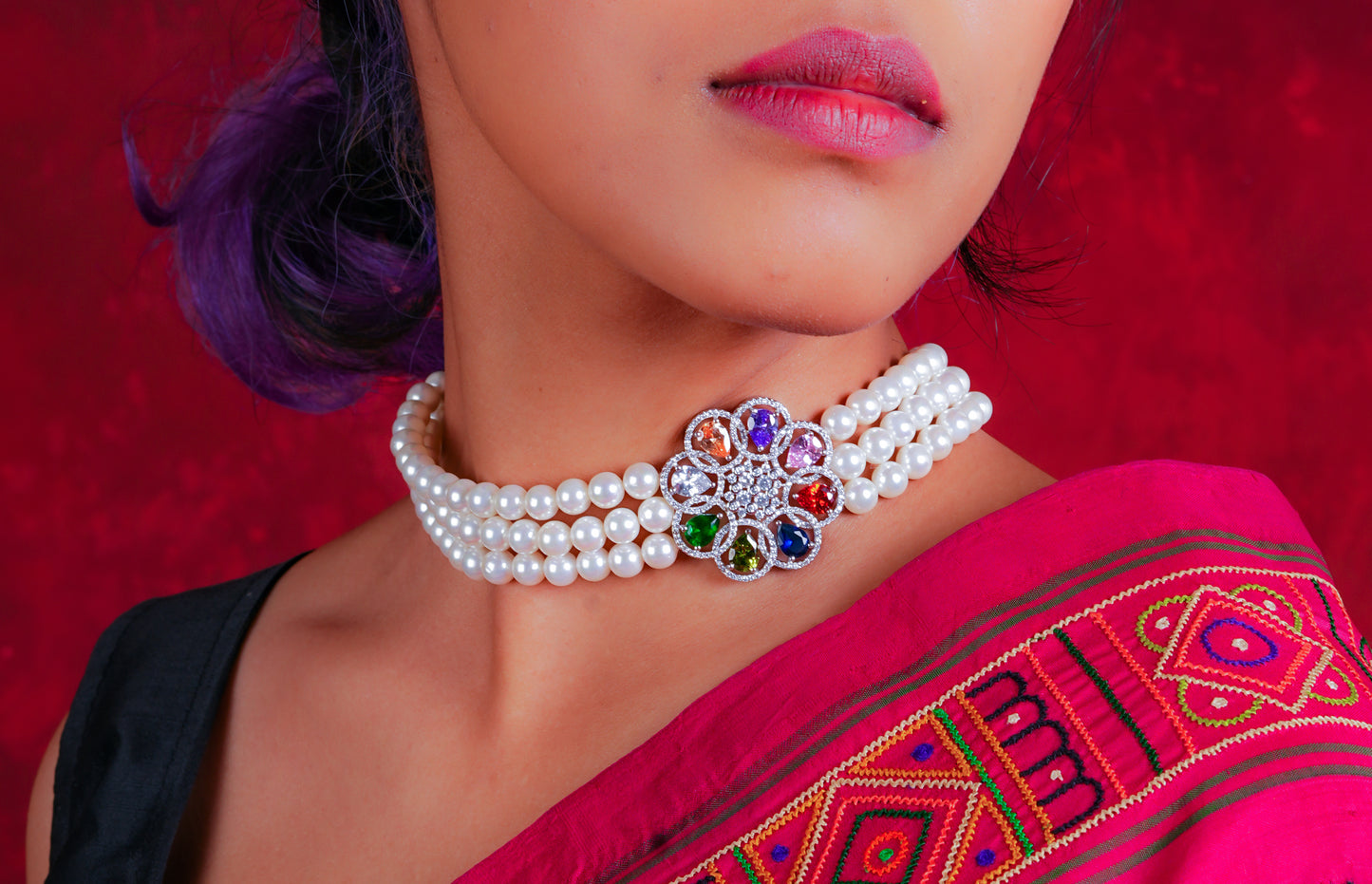 Multihued Pearl Choker