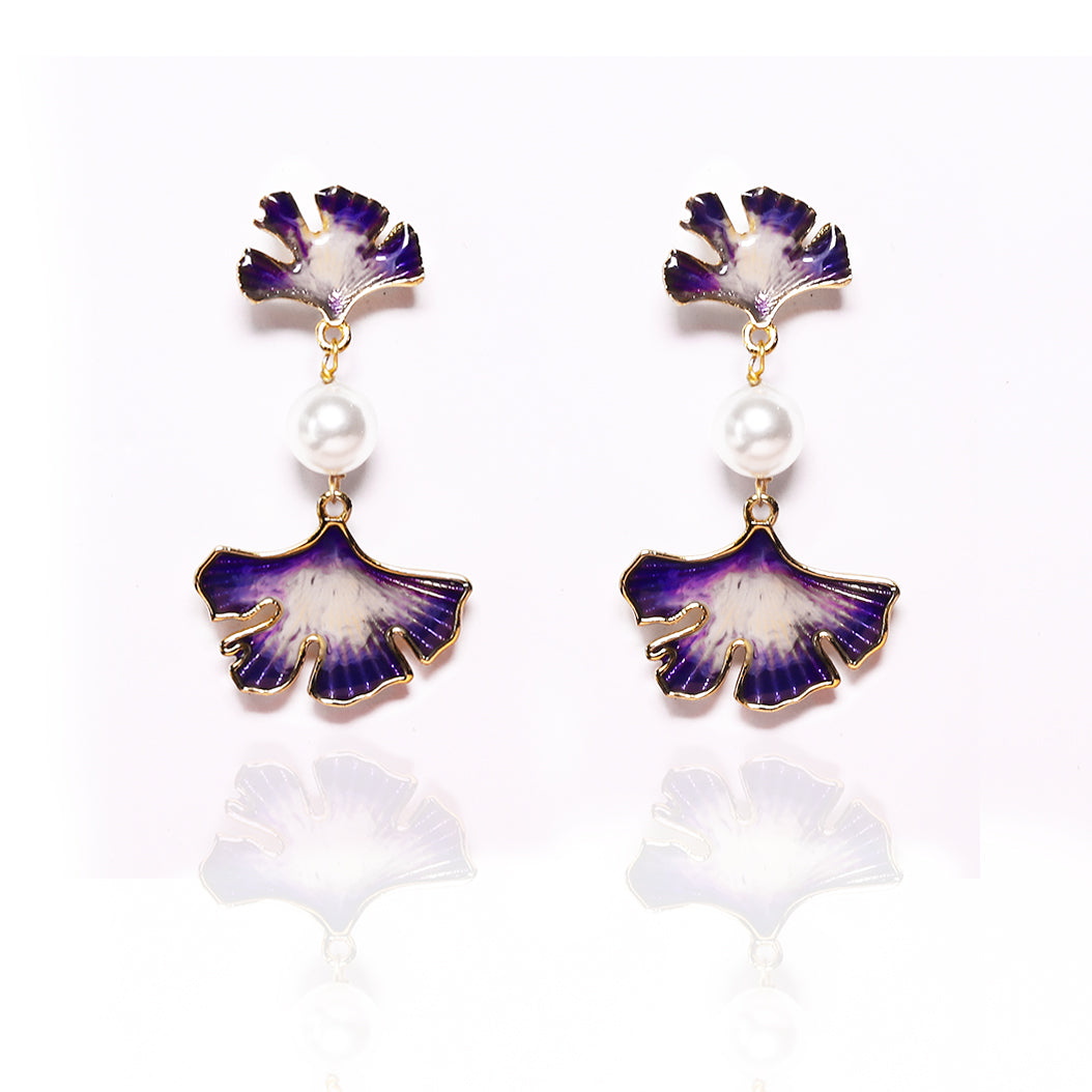 Gingko Leaf Pearl Earrings