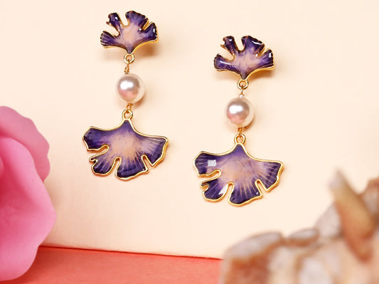 Gingko Leaf Pearl Earrings