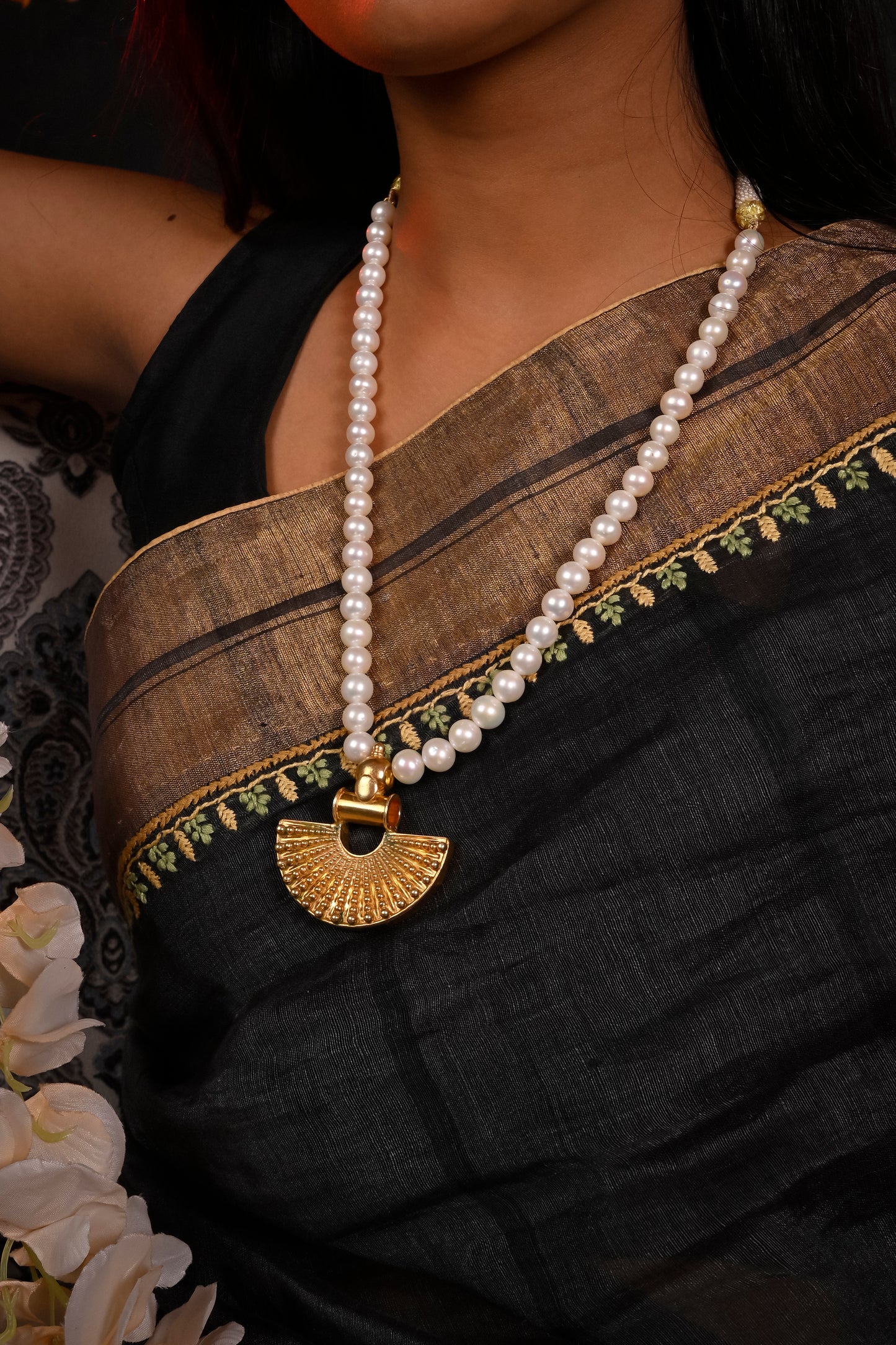 Padma Pearl And Gold Plated Silver Pendant